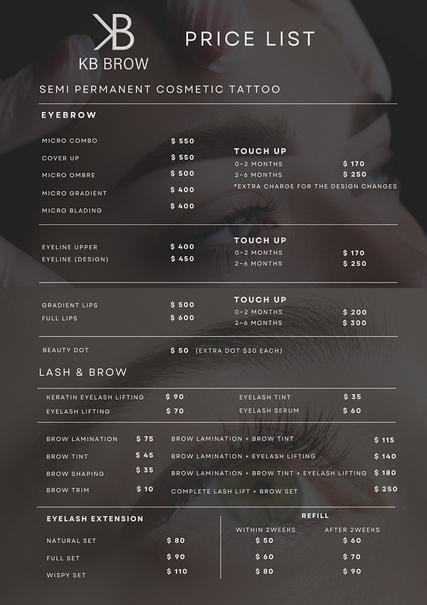 Korea Salon Melbourne Price List 2